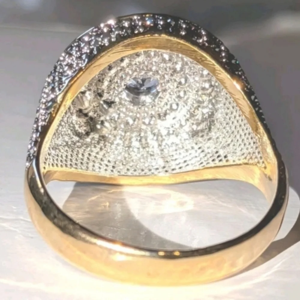 Mens 4ct Oval Cut Moissanite Prong Engagement Dome Ring 14k Yellow Gold Sz 10